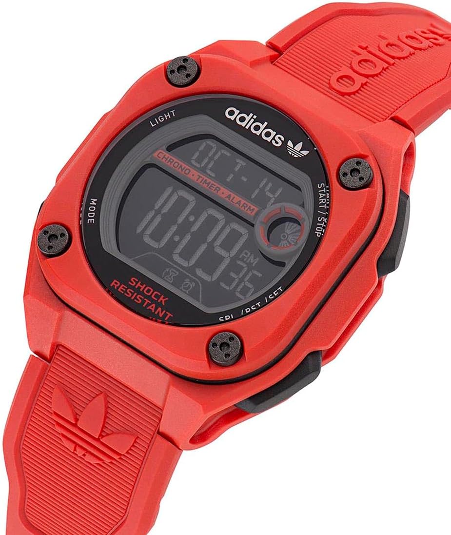 Adidas Mens Digital Watch with Red Case and Red Strap AOST230632I