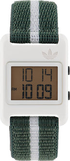 Adidas Unisex Digital Watch with Green Fabric Strap AOST230692I