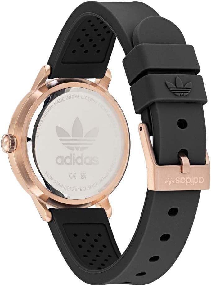 Adidas Ladies Watch with Rose Gold Dial and Black Silicone Strap AOSY220702I