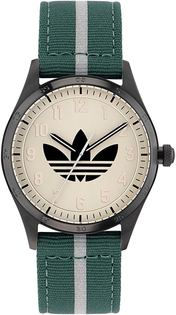 Gwylio Dynion Adidas Code Four gyda Deial Hufen a Strap Gwyrdd AOSY230422