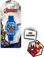 Cloc Plant Disney Marvel Avengers gyda Strap Rwber Glas AVG3506