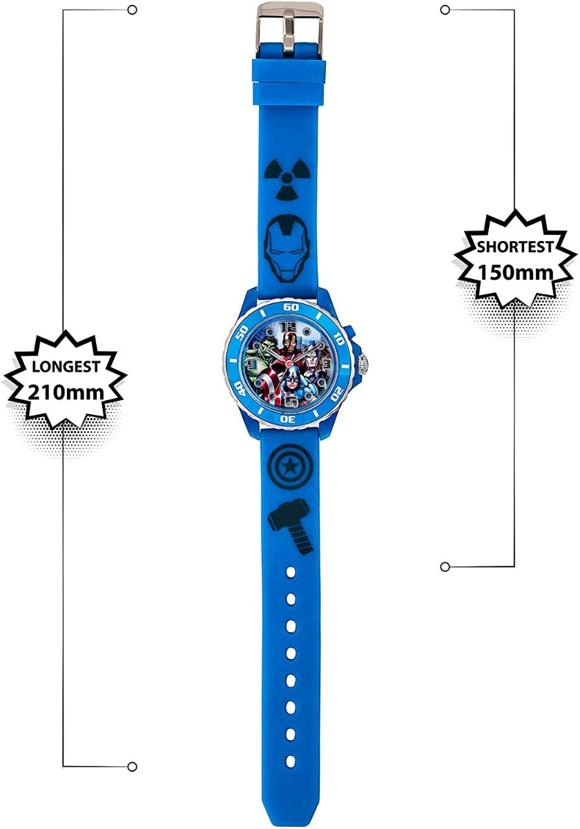 Cloc Plant Disney Marvel Avengers gyda Strap Rwber Glas AVG3506