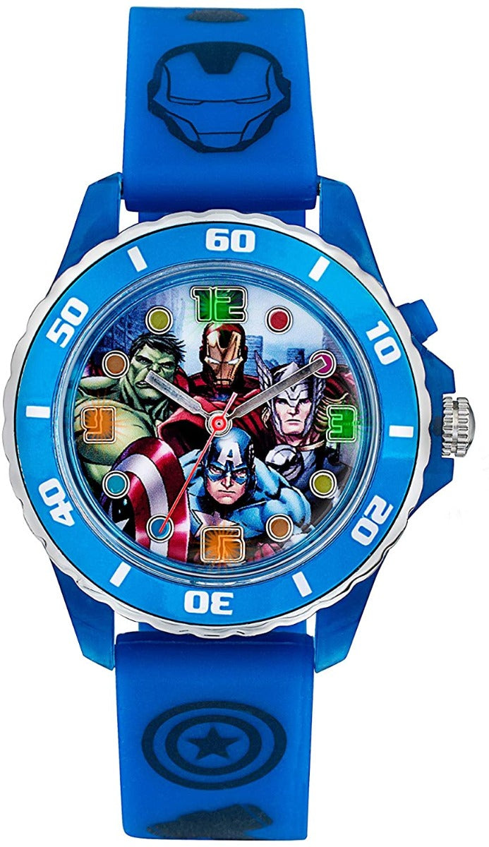 Cloc Plant Disney Marvel Avengers gyda Strap Rwber Glas AVG3506