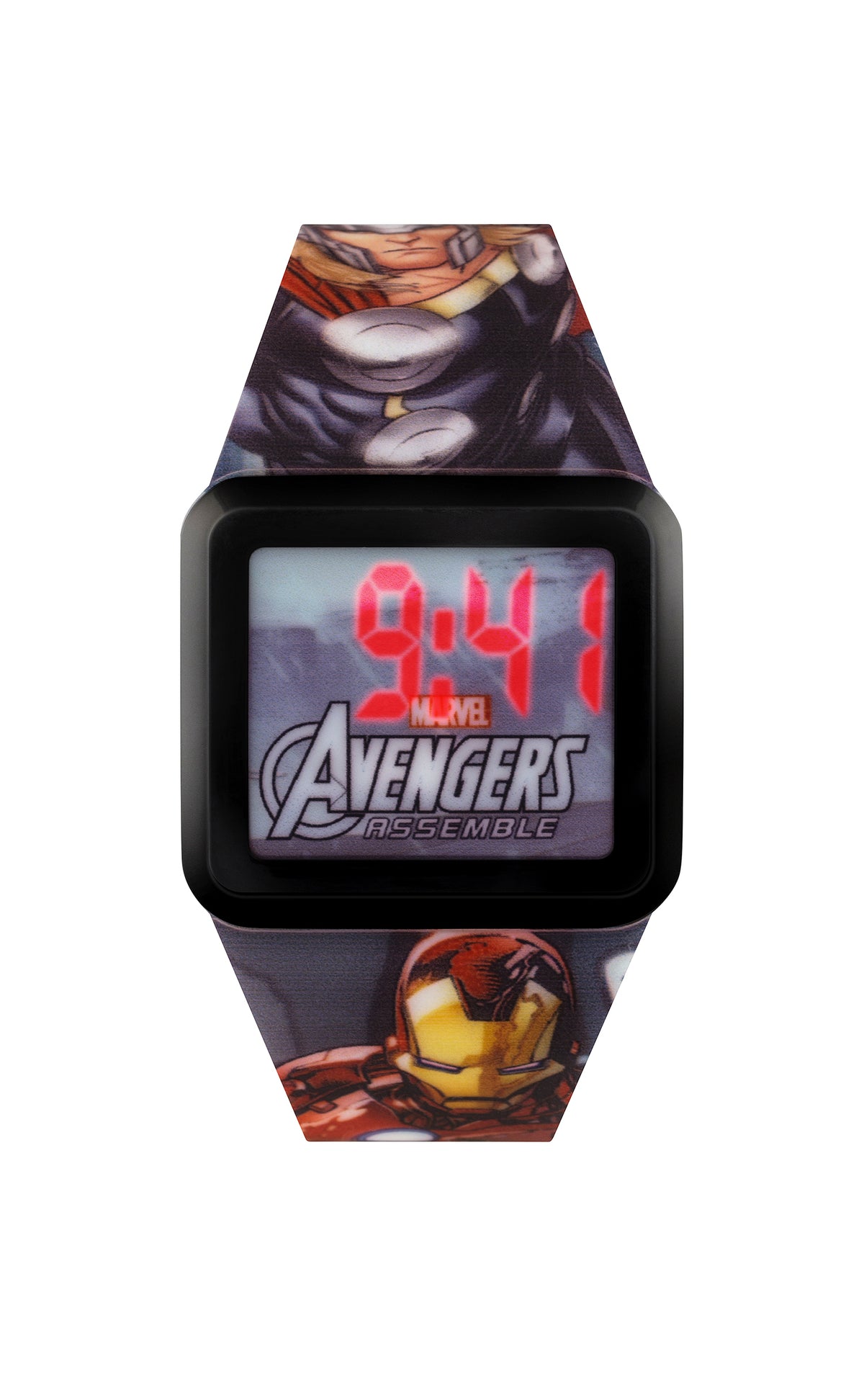 Tikkers Avengers Kids Light Up Digital Watch With Iron Man And Thor Silicon Strap AVG3522.