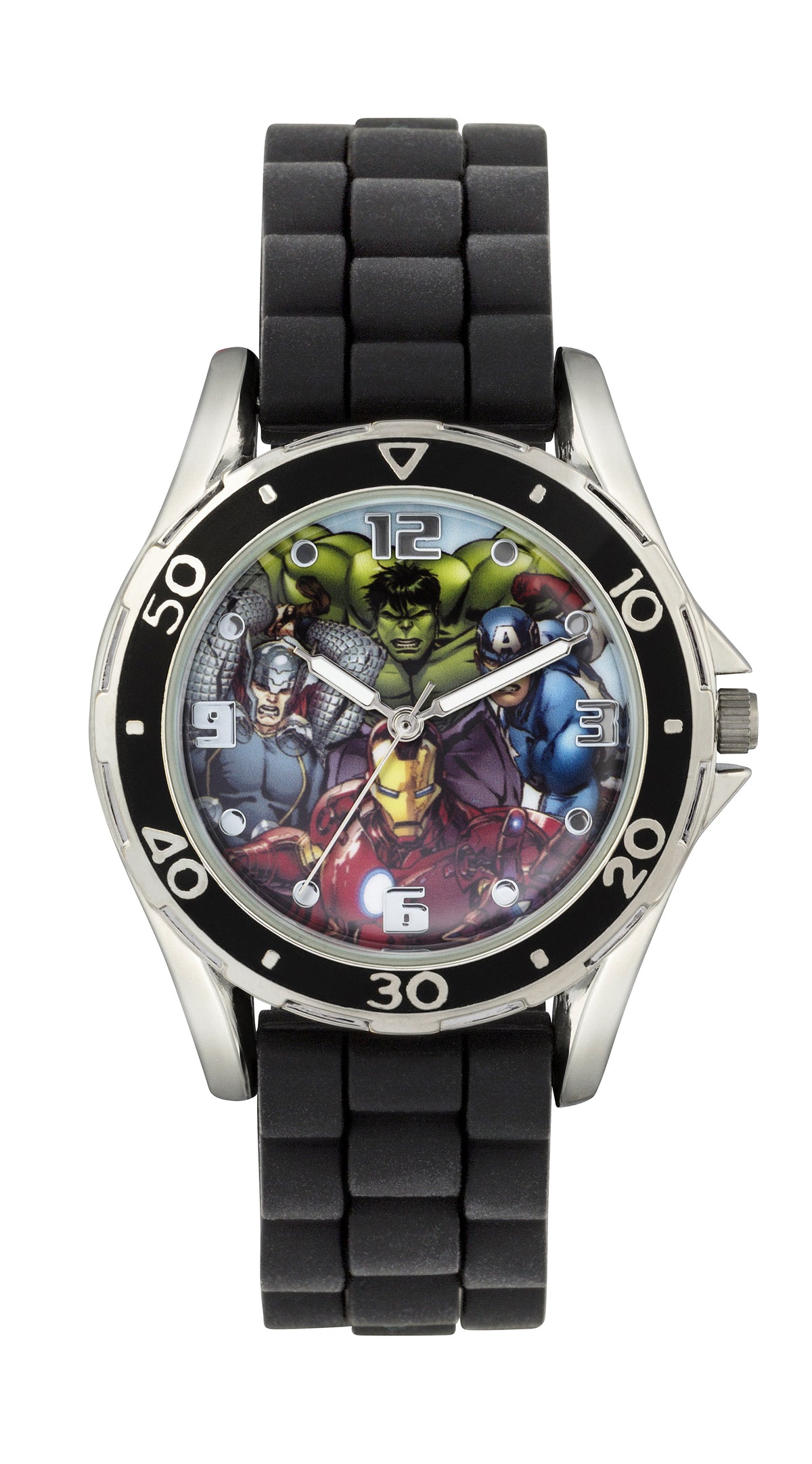 Tikkers Avengers Kids Analogue Watch With Black Silicon Strap AVG3529