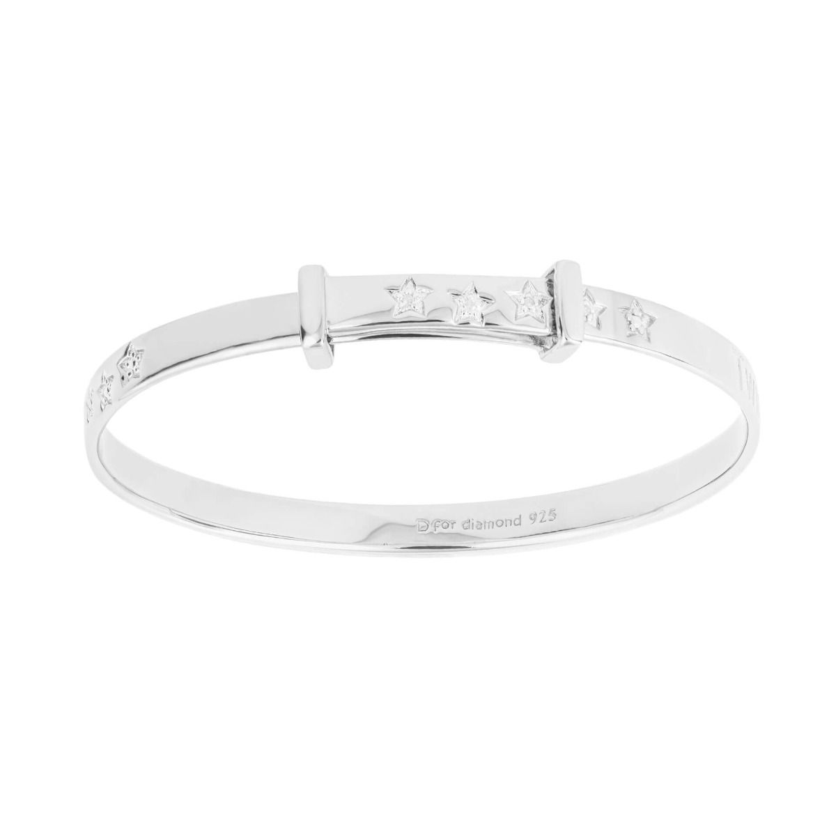 D for Diamond Twinkle Little Star Expanding Bangle with Real Diamond B4322