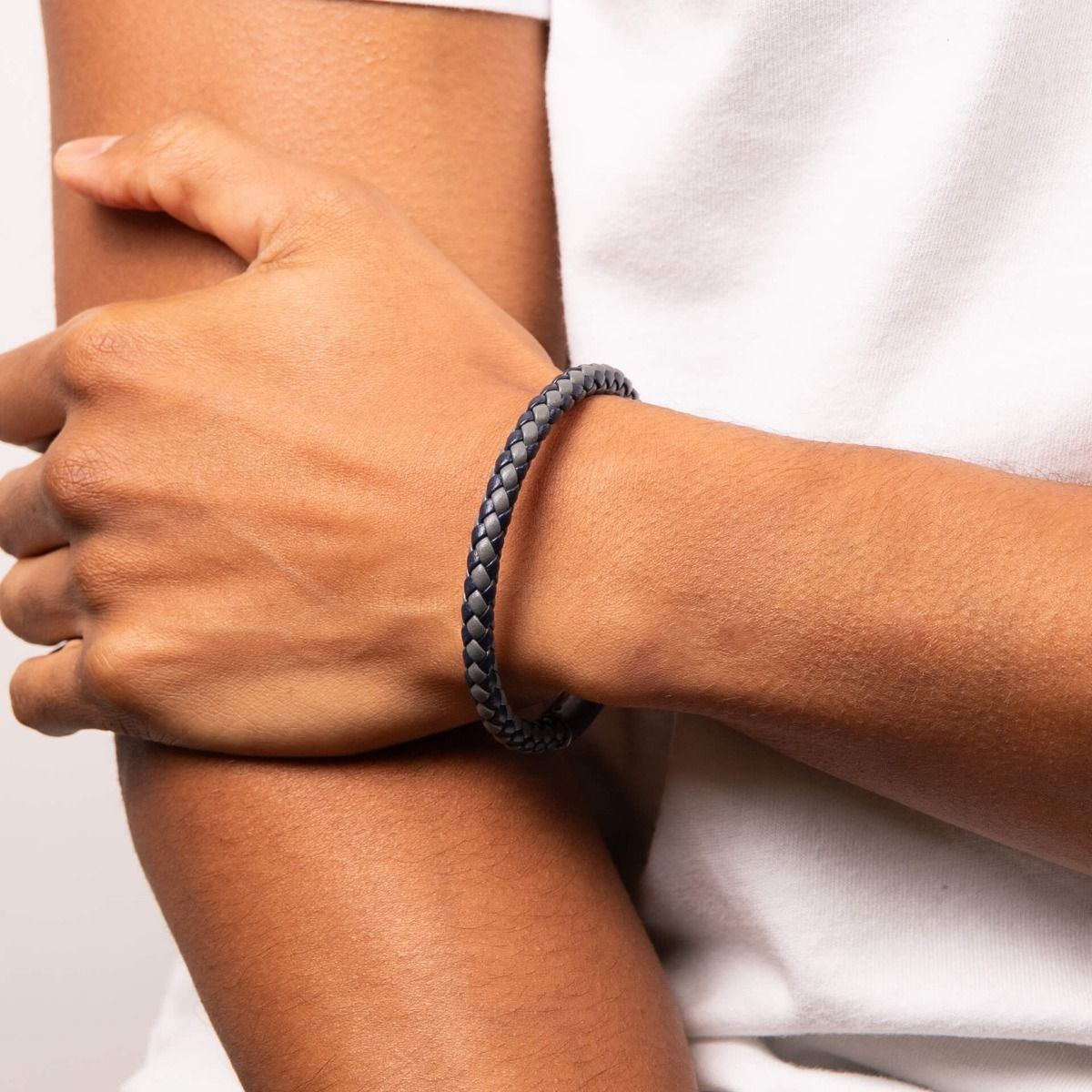 Fred Bennett Two Tone Woven Leather Bracelet B5062