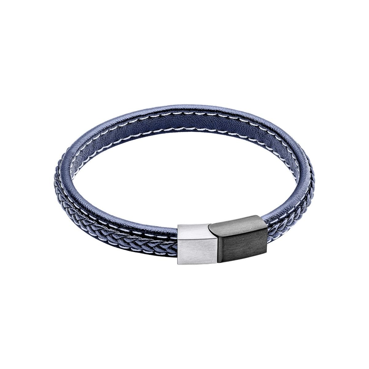 Fred Bennett Plait Detail Leather Bracelet With Brushed Finish B5119