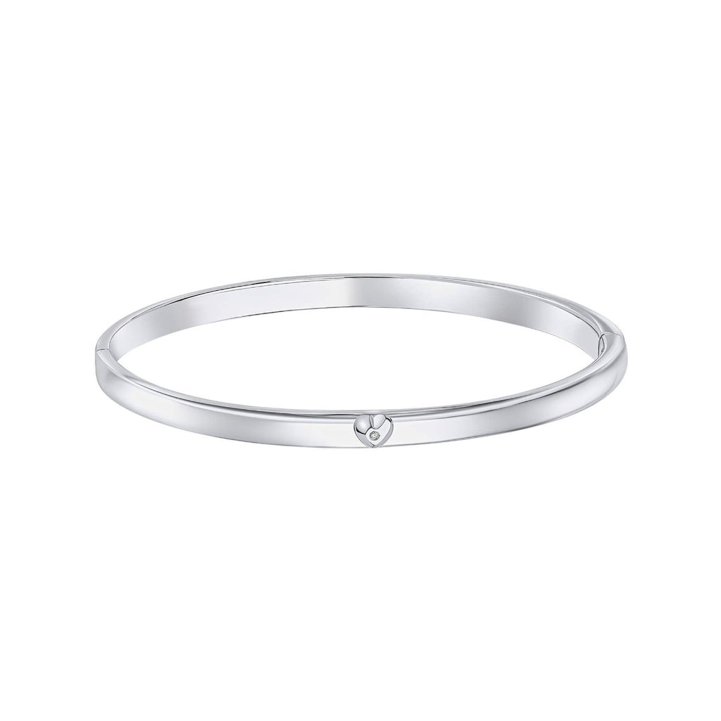D for Diamond Heart Motif Hinged Maiden Bangle with Real Diamond B5482