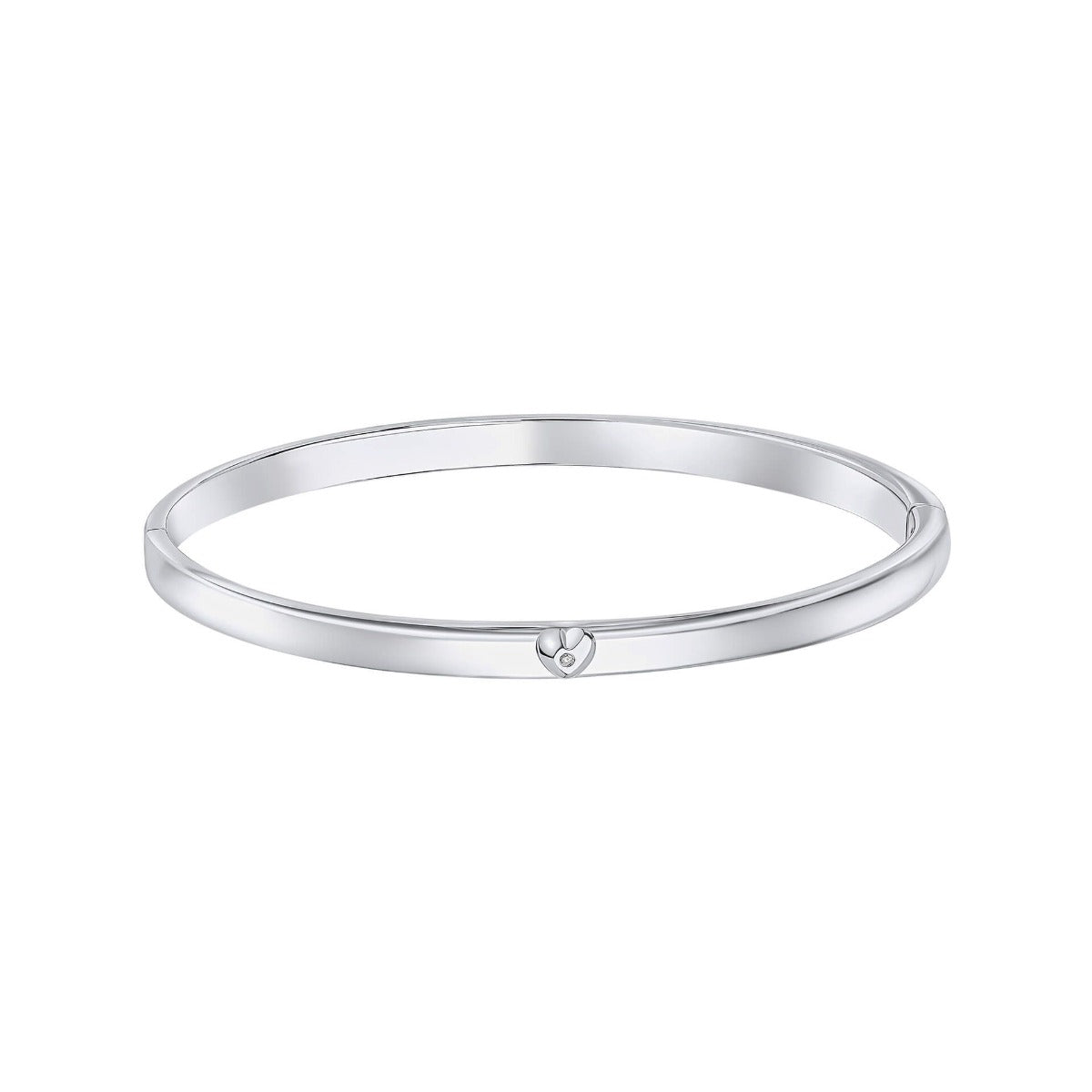 D for Diamond Heart Motif Hinged Maiden Bangle with Real Diamond B5482