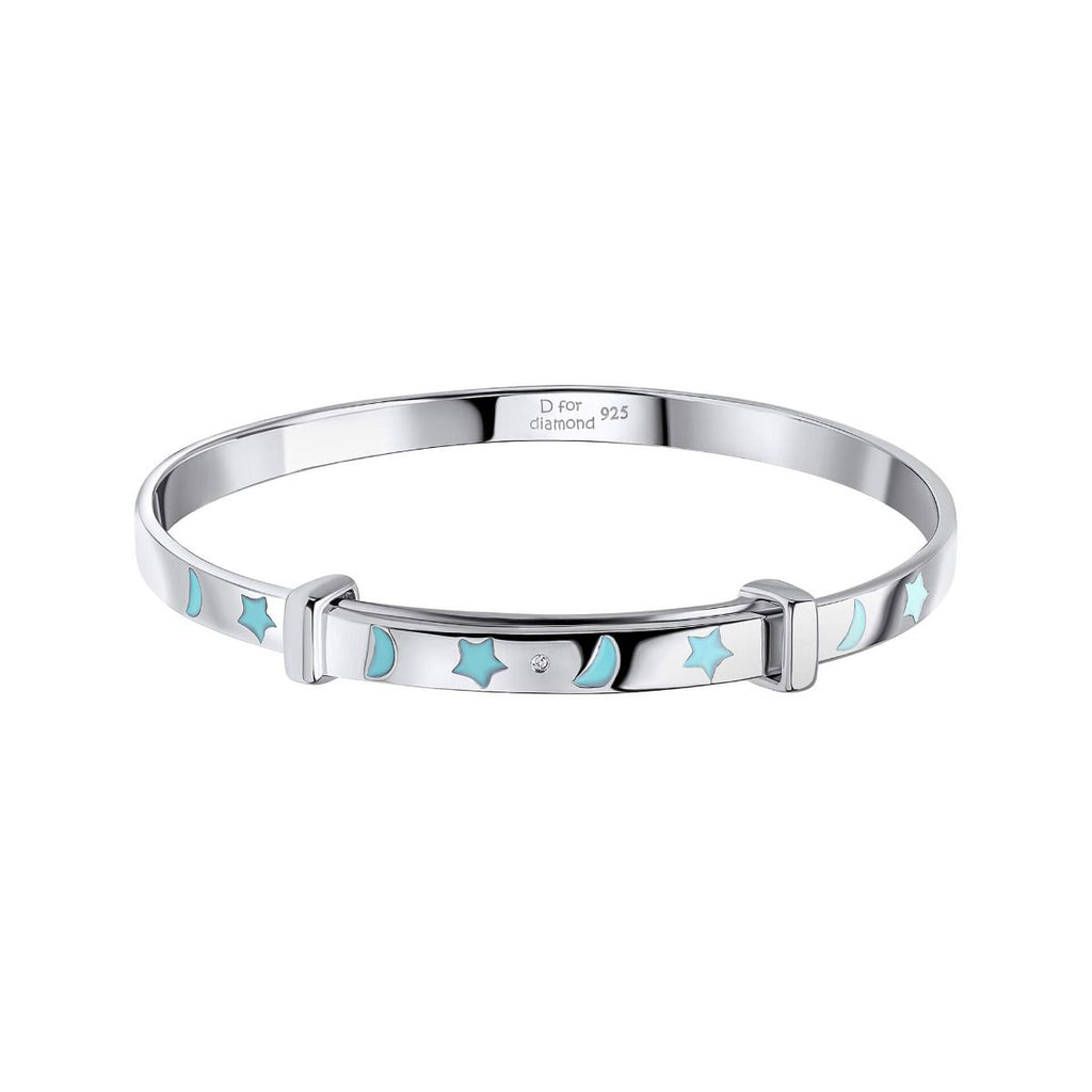 D for Diamond Glow in the Dark Star and Moon Bangle with Real Diamond B5542