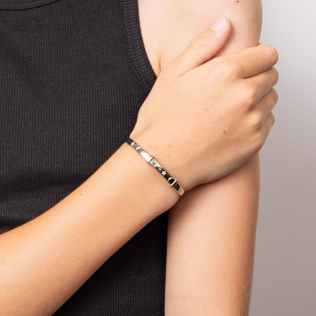 D for Diamond Glow in the Dark Star and Moon Bangle with Real Diamond B5542