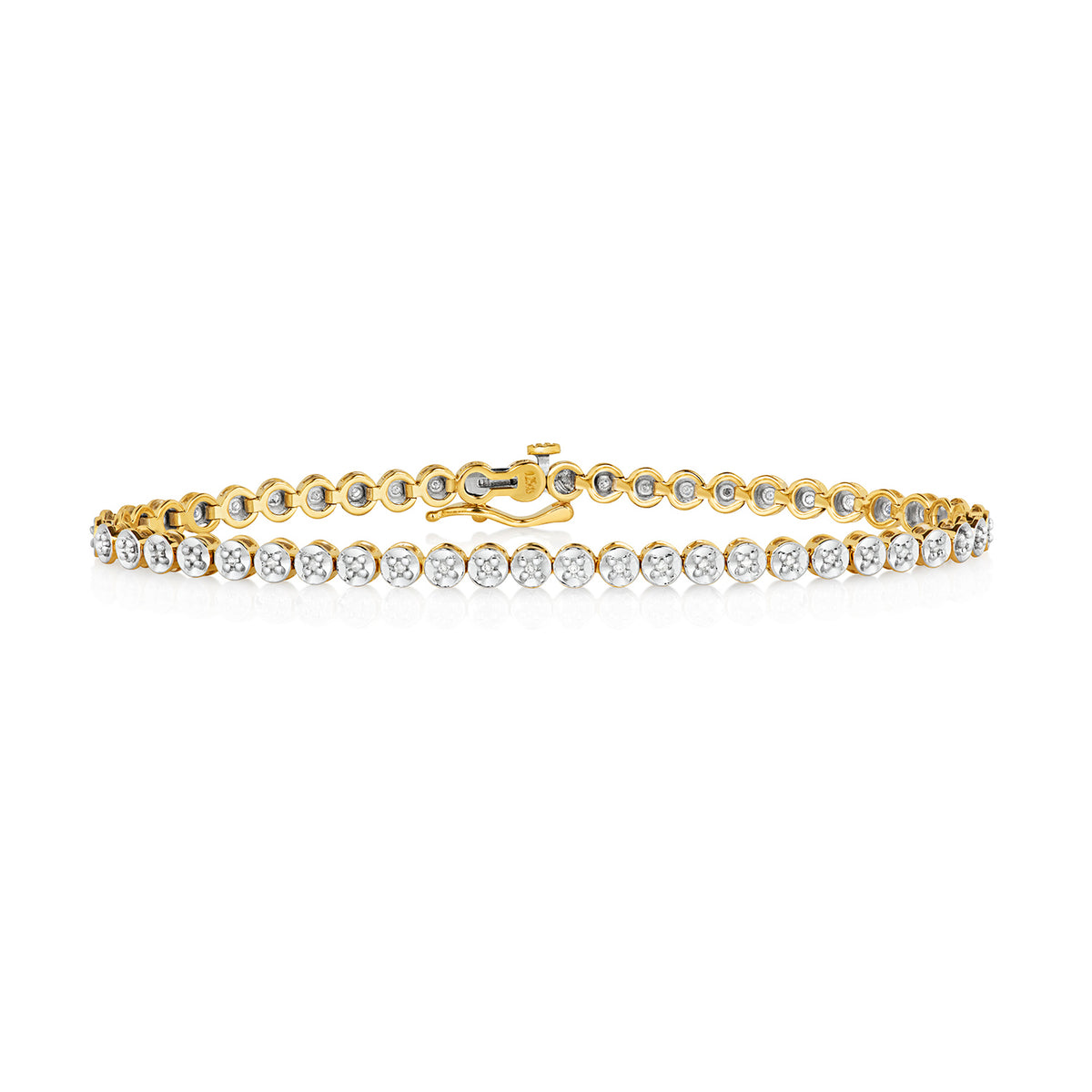 9ct Yellow Gold Diamond Tennis Bracelet 0.25 CT