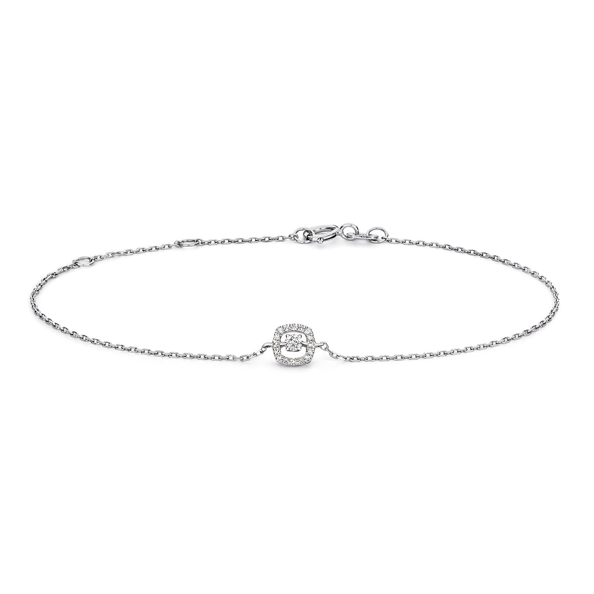 9ct White Gold Diamond Bracelet 0.06 CT