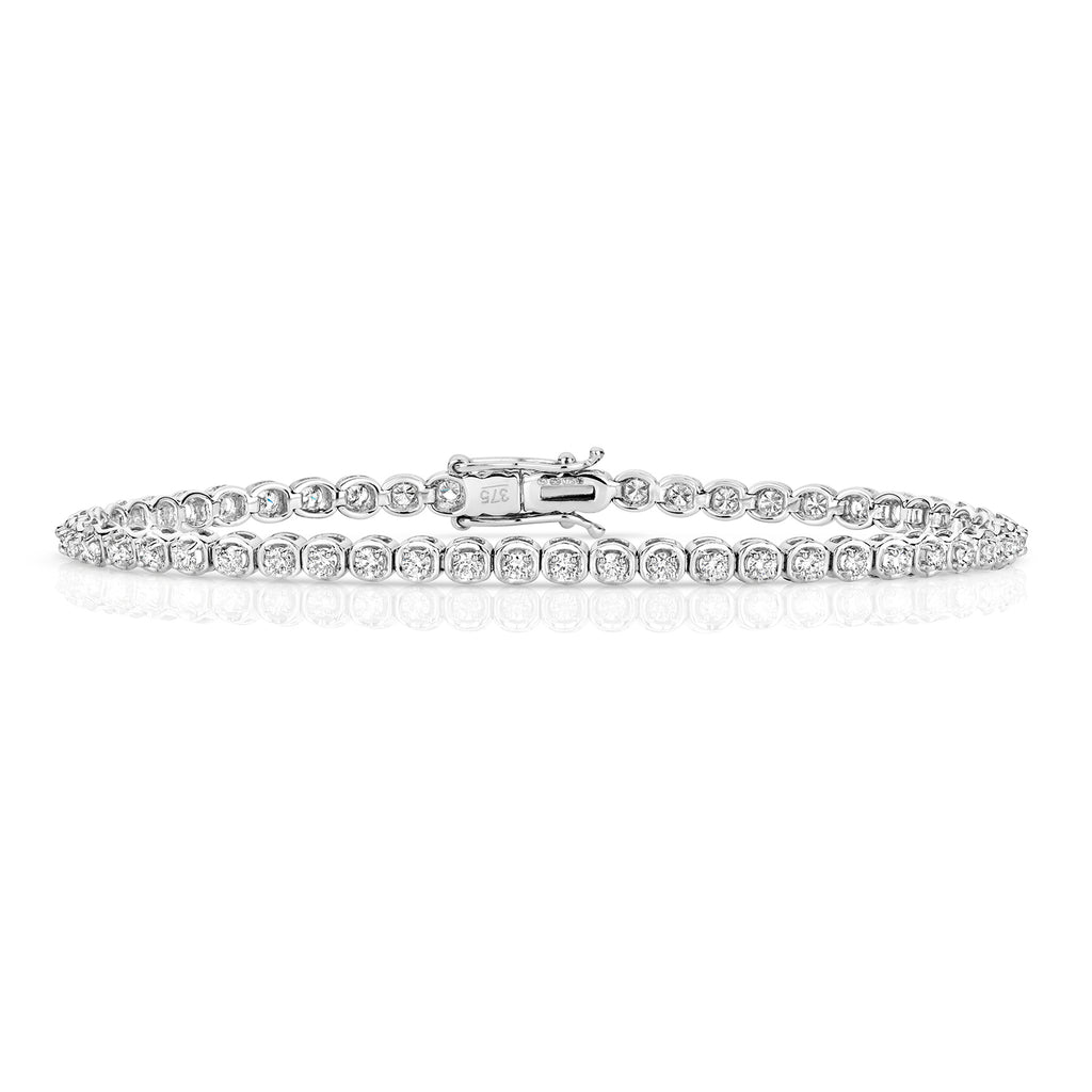 Breichled Ddiemwnt Aur Gwyn 9ct 1.5 CT