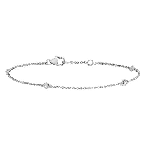Breichled Ddiemwnt Aur Gwyn 18ct 0.16 CT