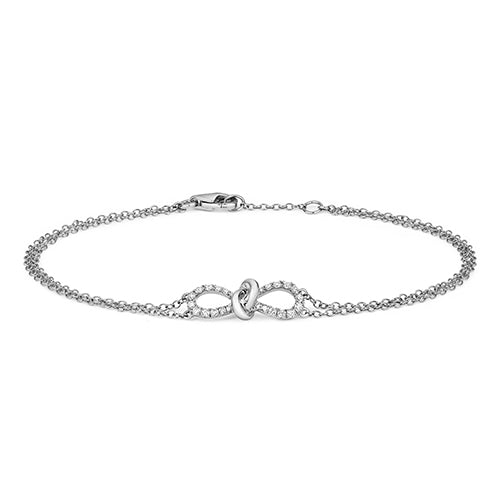 Breichled Ddiemwnt Aur Gwyn 18ct 0.19 CT