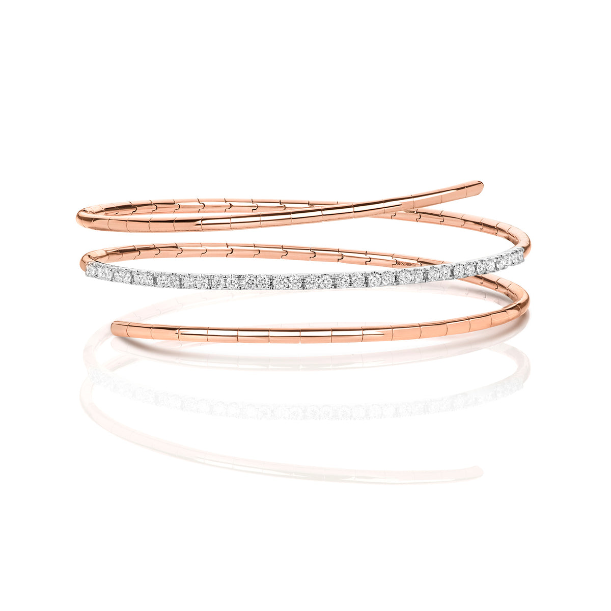 18ct Rose Gold Diamond Bangle 0.77CT