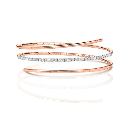 18ct Rose Gold Diamond Bangle 0.77CT