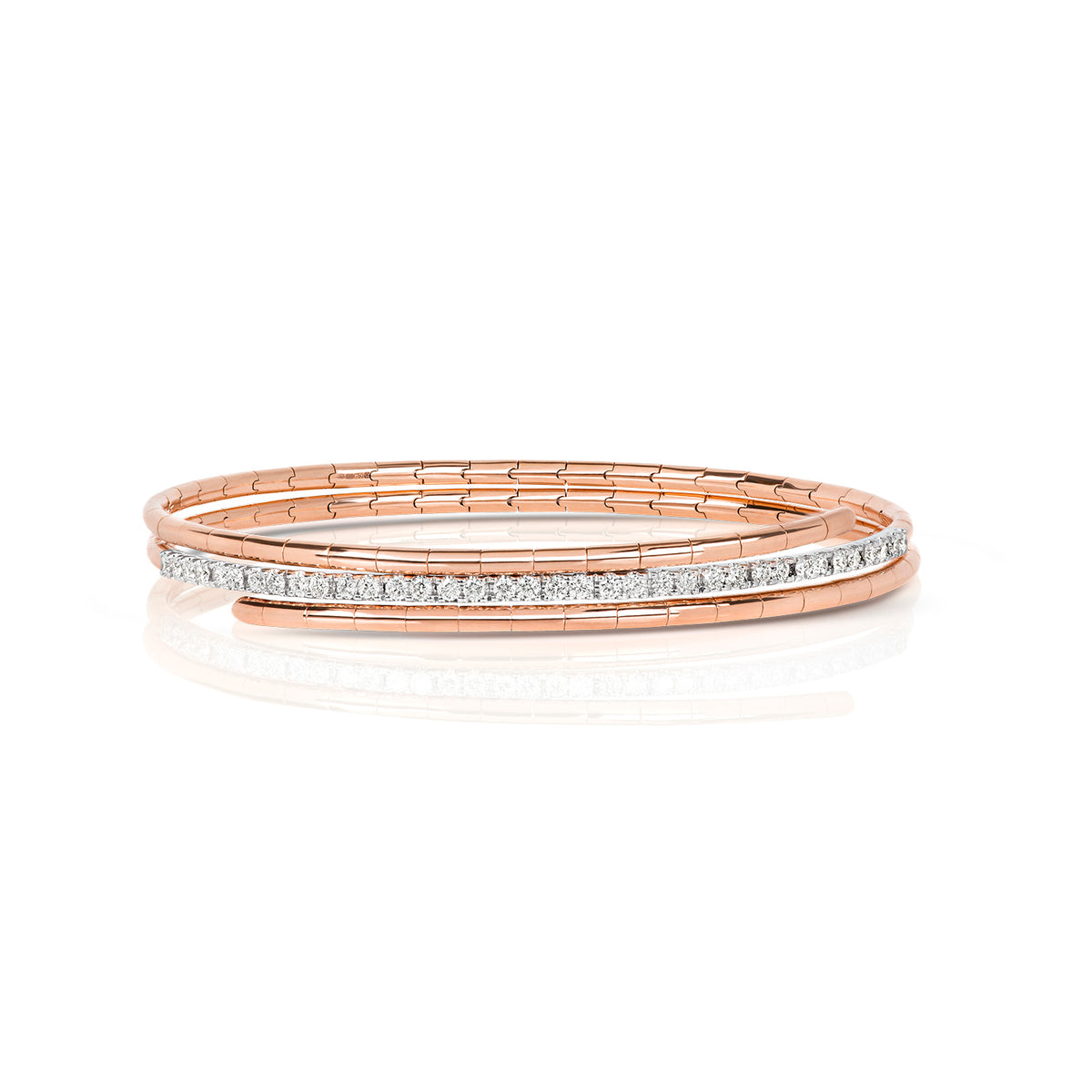 18ct Rose Gold Diamond Bangle 0.77CT