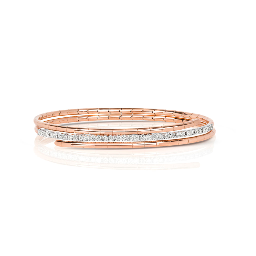 18ct Rose Gold Diamond Bangle 0.77CT