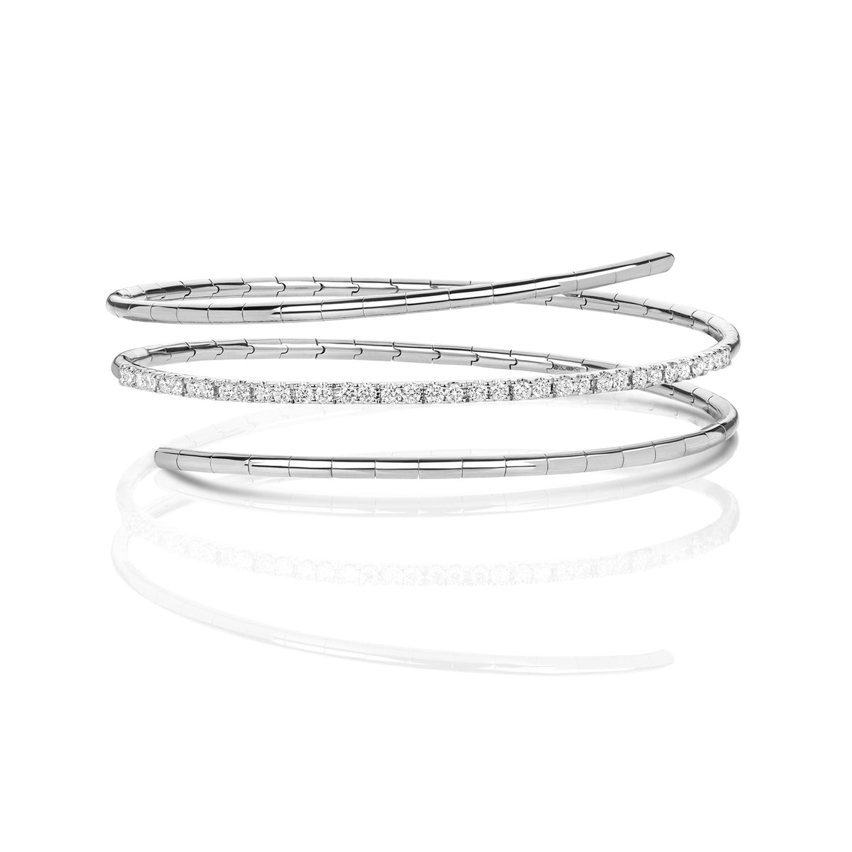 18ct White Gold Diamond Bangle 0.76CT
