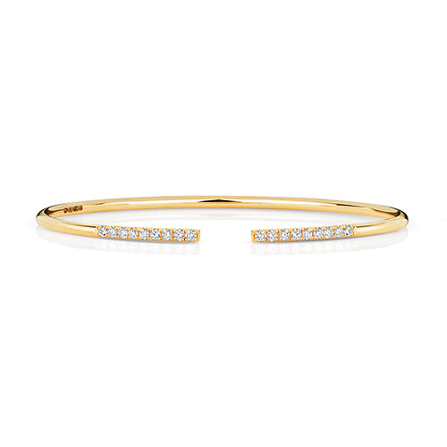 Bangle Aur Melyn 18ct gyda Diemwnt 0.32ct