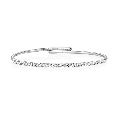 Bangle Ddiemwnt Aur Gwyn 18ct 0.79CT