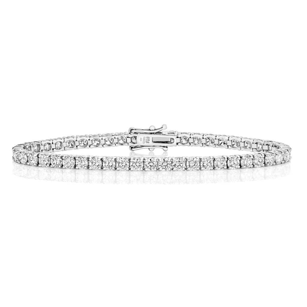 Breichled Tennis Diemwnt Aur Gwyn 18ct 8.08 CT