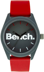 Bench Mens Watch with Grey Dial and Red Silicone Strap BEG003R