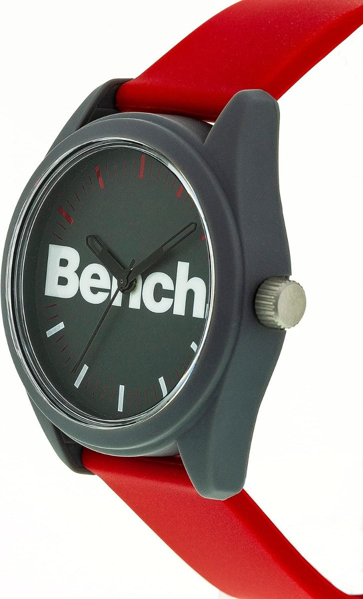 Bench Mens Watch with Grey Dial and Red Silicone Strap BEG003R