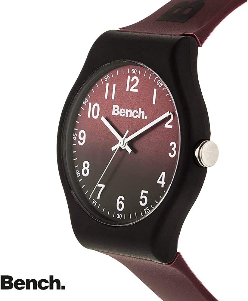 Bench Mens Watch with Burgundy Dial and Burgundy Silicone Strap BEG004R