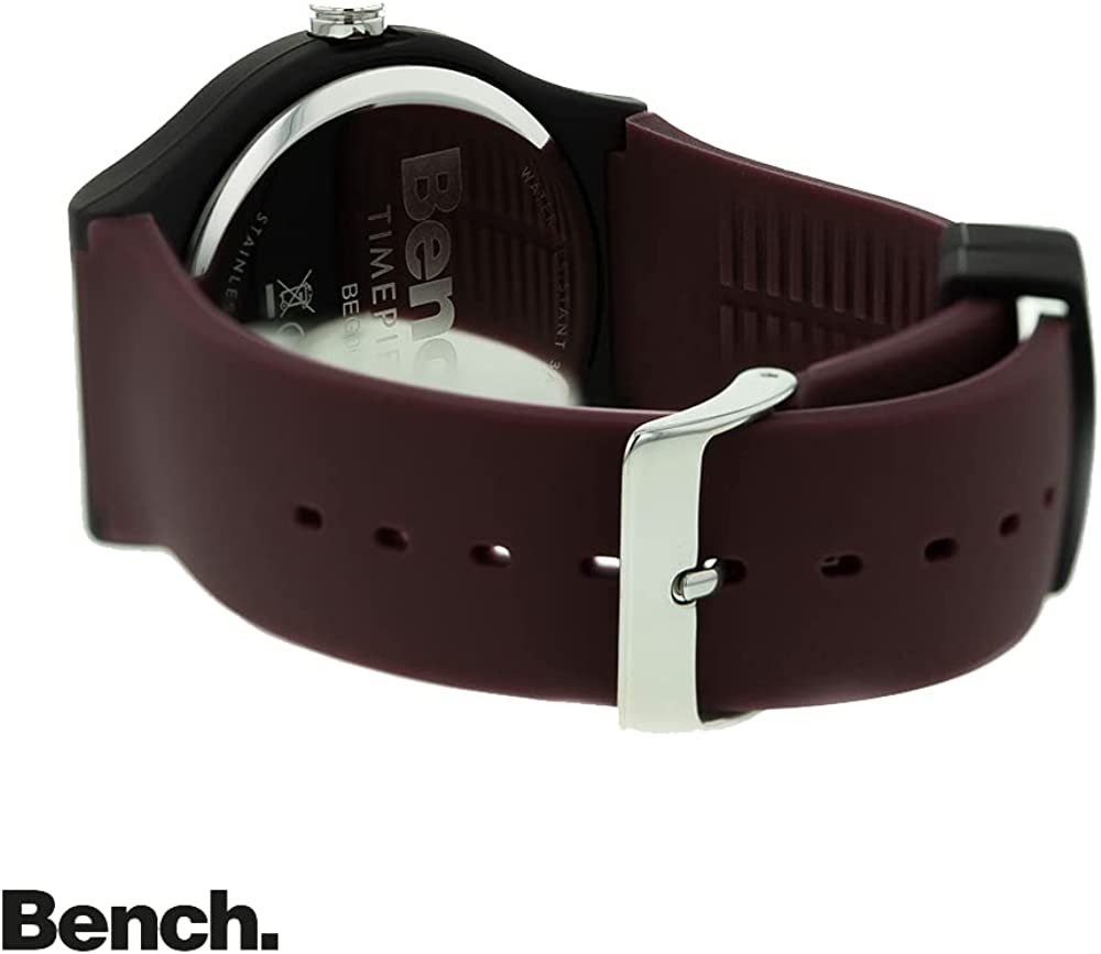 Bench Mens Watch with Burgundy Dial and Burgundy Silicone Strap BEG004R