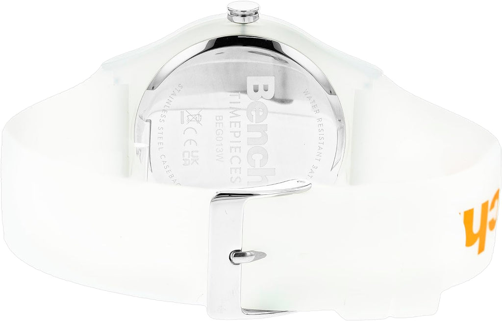 Bench Mens Watch with White Dial and White Silicone Strap BEG013W