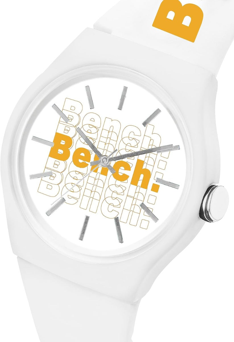 Bench Mens Watch with White Dial and White Silicone Strap BEG013W