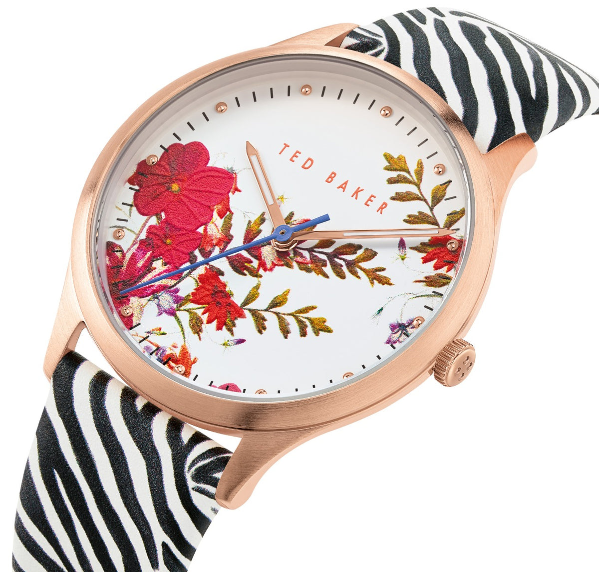Ted Baker Belgravia Ladies Watch with White Dial and Black and White Leather Strap BKPBGS011