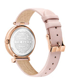 Gwylio Merched Ted Baker gyda Deial Pinc a Strap Lledr Pinc BKPBWF003