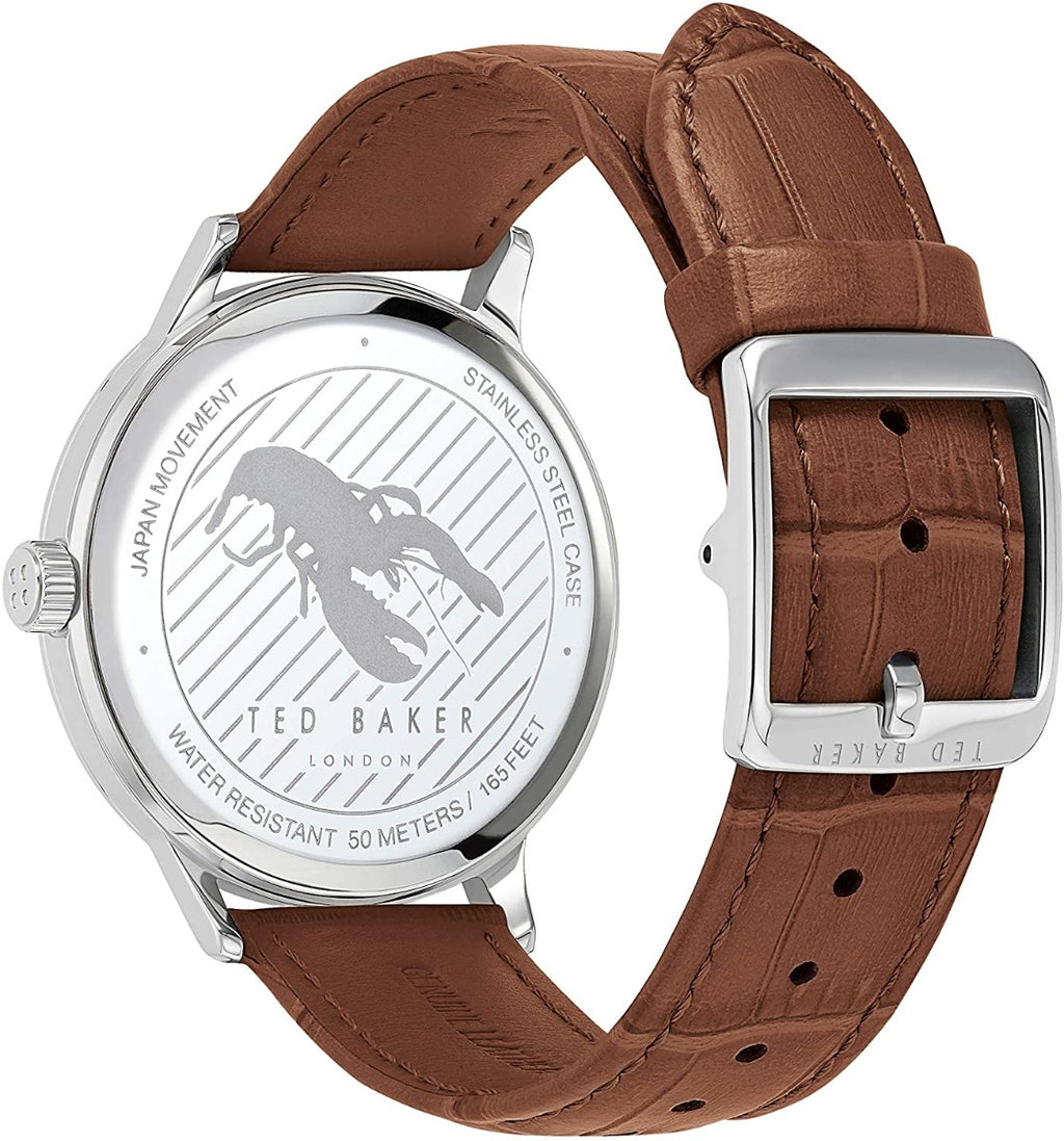 Ted Baker Men's TOMCOLL Watch with Silver Dial and Brown Strap BKPCSS008