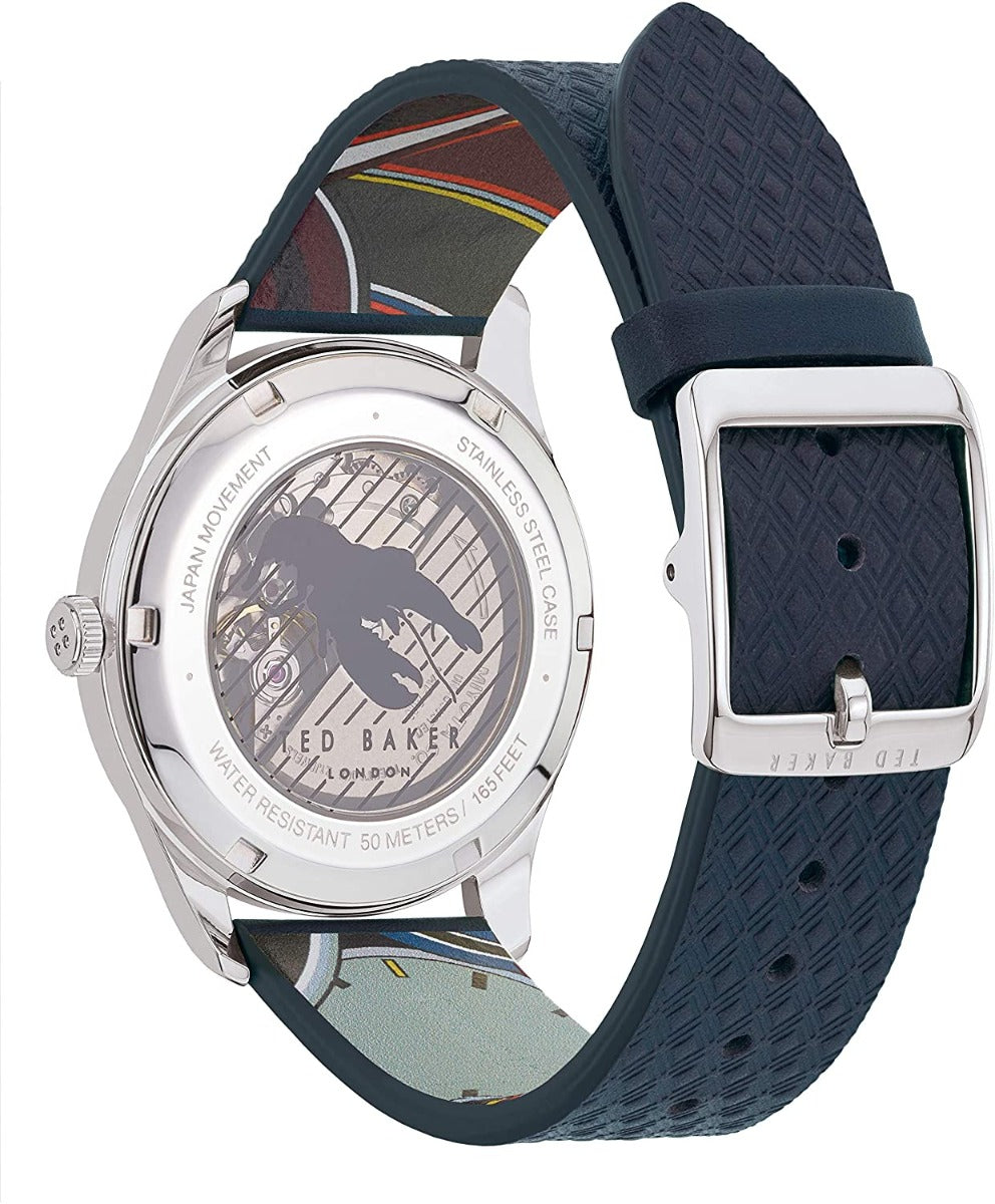 Ted Baker Mens Automatic Watch with Silver Dial and Blue Strap BKPDQF903