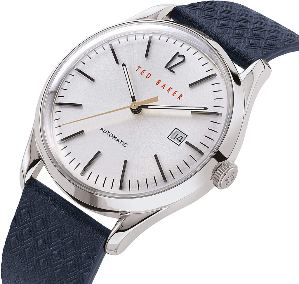 Ted Baker Mens Automatic Watch with Silver Dial and Blue Strap BKPDQF903