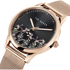 Ted Baker Ladies Watch with Black Dial and Rose Gold Milanese Strap BKPFZF007