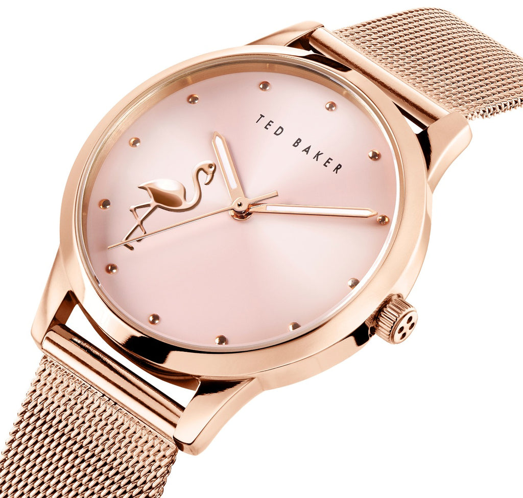 Ted Baker Ladies Watch with Rose Gold Milanese Strap and Pink Dial BKPFZF011