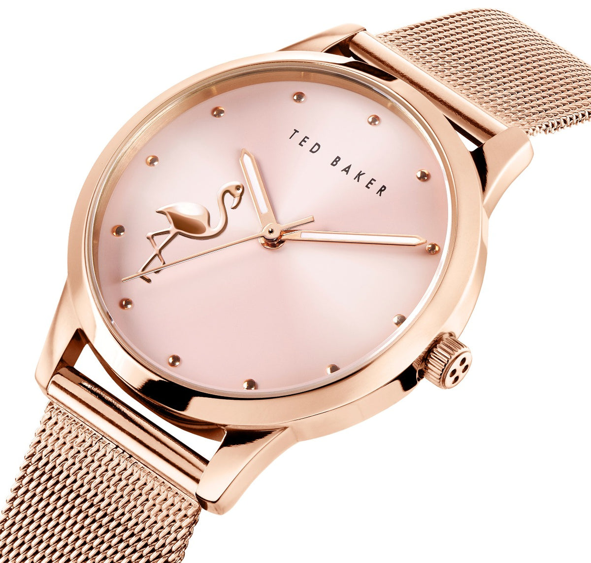 Ted Baker Ladies Watch with Rose Gold Milanese Strap and Pink Dial BKPFZF011