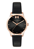 Ted Baker Ladies Watch with Black Bow Dial and Black Leather Strap BKPFZS119