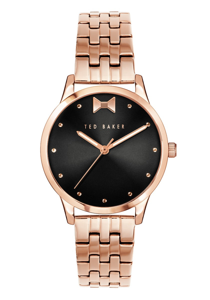 Ted Baker Ladies Watch with Black Dial and Rose Gold Bracelet BKPFZS120
