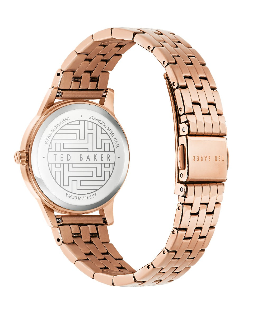 Ted Baker Ladies Watch with Black Dial and Rose Gold Bracelet BKPFZS120