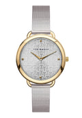 Ted Baker Cloc Menywod gydag Wyneb Arian a Strap Milanese Arian BKPHTF902