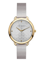 Ted Baker Cloc Menywod gydag Wyneb Arian a Strap Milanese Arian BKPHTF902