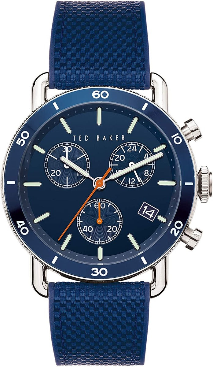 Gwylio Cronograff Ted Baker i Ddynion gyda Deial Glas BKPMGF902