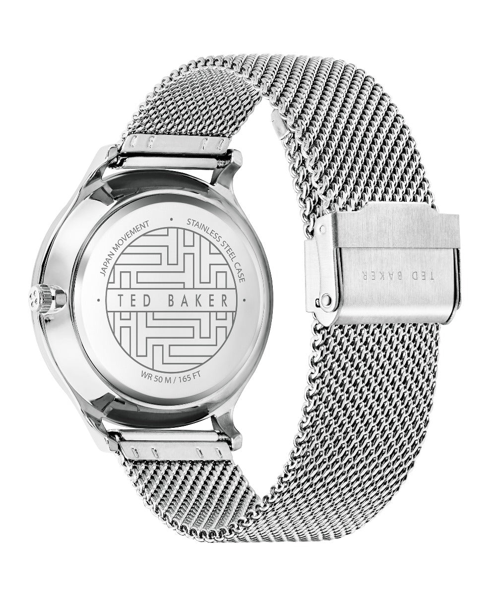Ted Baker Mens Watch with Black Dial and Silver Milanese Strap BKPMHF015